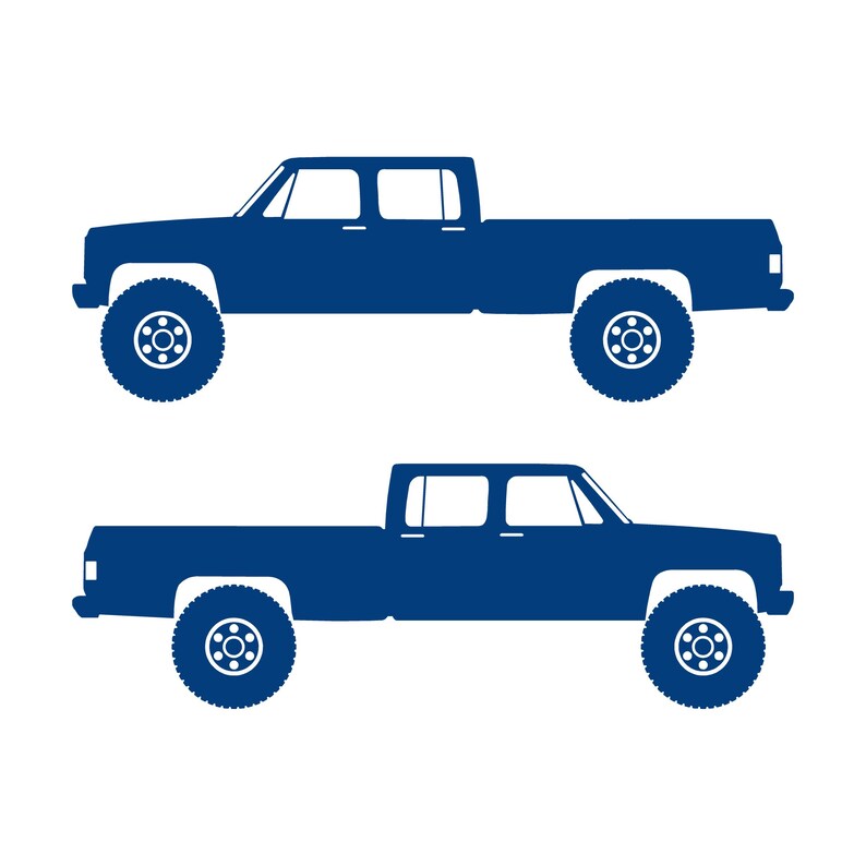 Conjunto de 2 adesivos com silhueta de carro para caminhonete Chevrolet C30 Dually Classic C10 de 3ª geração Azul