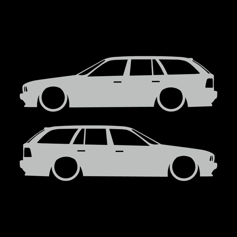 Set med 2 silhuettdekaler för BMW E34 5-serie Touring Light Grey