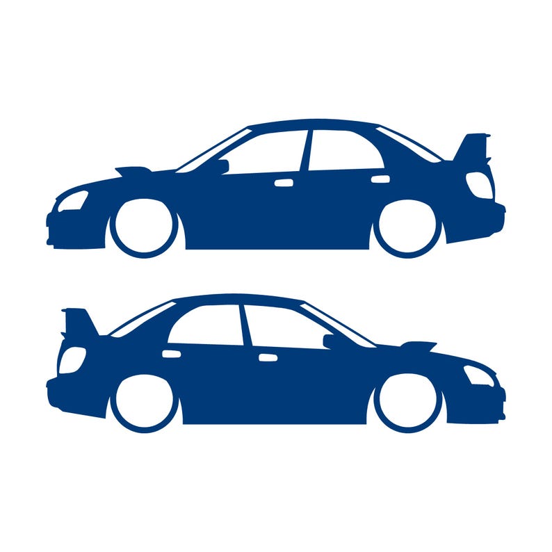 Ensemble de 2 autocollants silhouette de voiture abaissée pour Subaru Impreza WRX 2e génération BLOB EYE Bleu