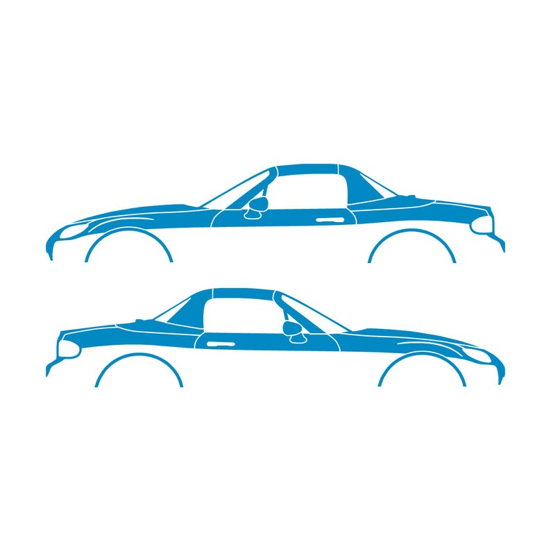 Set Of 2 Lowered Car Silhouette Decal Stickers For Mazda Miata MX5 NC Light Blue