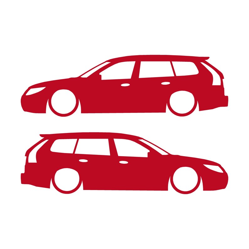 Set van 2 verlaagde autosilhouet-stickers voor Saab 9-3 Facelift 2e generatie SportCombi Rood