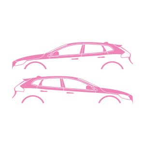 Set Of 2 Car Silhouette Decal Stickers For Volvo V40 2012-19 Soft Pink