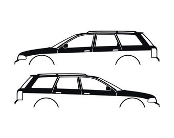 Set Of 2 Lowered Car Silhouette Decal Stickers For Audi A4 S4 B5 Avant