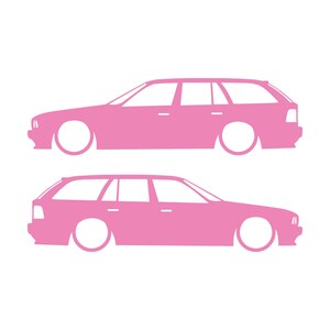 Set med 2 silhuettdekaler för BMW E34 5-serie Touring Soft Pink