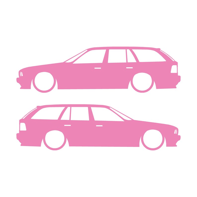 Set med 2 silhuettdekaler för BMW E34 5-serie Touring Soft Pink