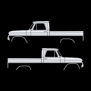 Set van 2 autosilhouet-stickers voor Chevrolet C10 1e generatie korte laadbak 1964-66 Wit
