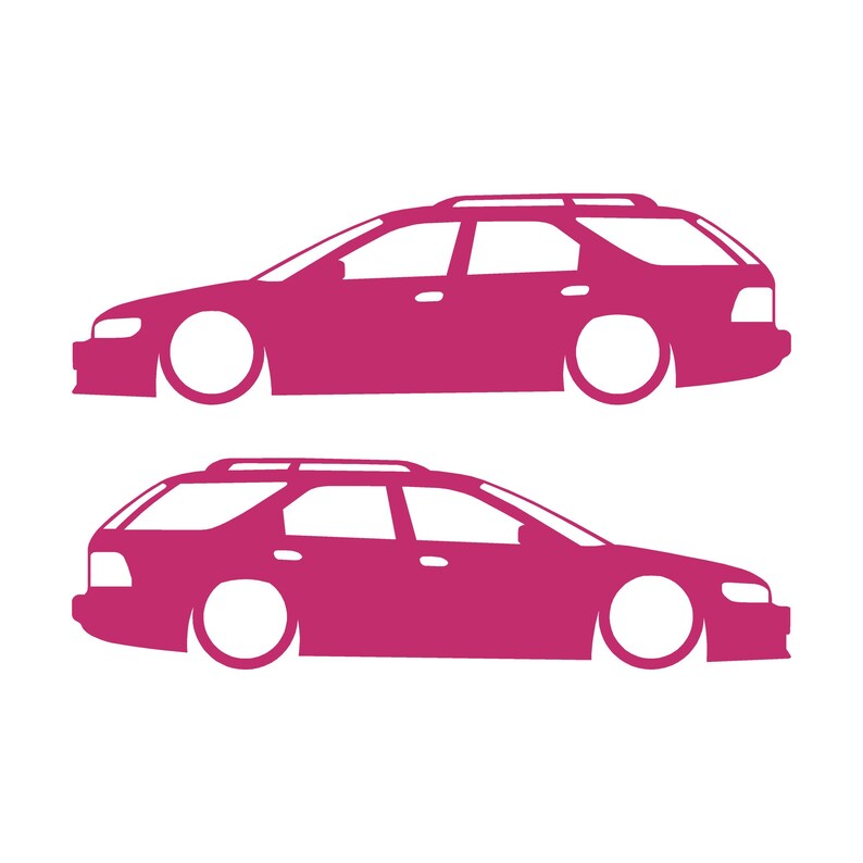 Set med 2 sänkta silhuettdekaler för Honda Accord 5:e generationen 1993-97 kombi Rosa