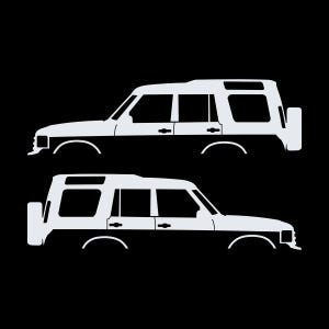 Set mit 2 Auto-Silhouette-Aufklebern für Land Rover Discovery Classic S2 Weiß