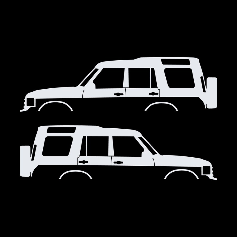 Set mit 2 Auto-Silhouette-Aufklebern für Land Rover Discovery Classic S2 Weiß