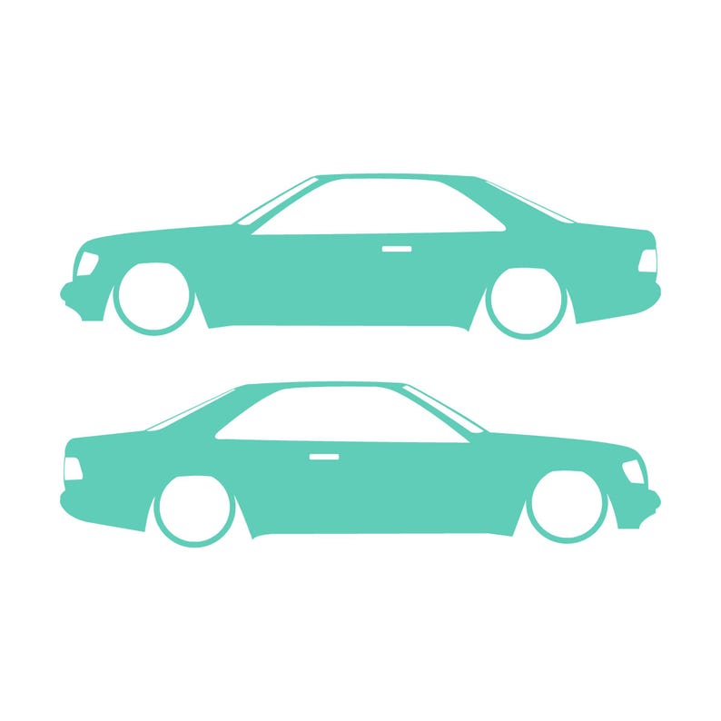 Set Of 2 Car Silhouette Decal Stickers For The Mercedes C124 E-Class W124 Coupe Mint