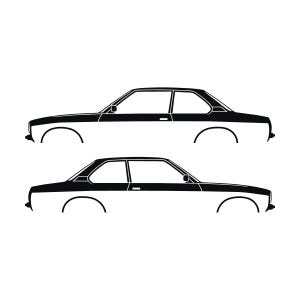 Juego de 2 pegatinas con silueta de coche para Opel Ascona C Coupé sedán de 2 puertas Negro