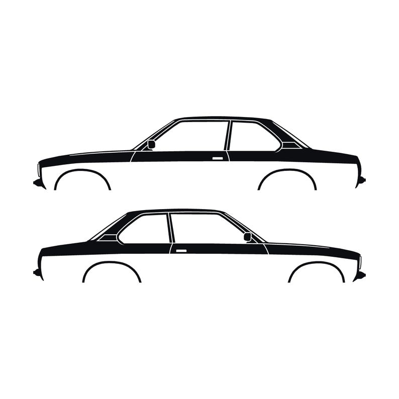 Juego de 2 pegatinas con silueta de coche para Opel Ascona C Coupé sedán de 2 puertas Negro
