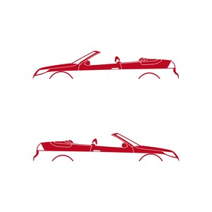Set Of 2 Car Silhouette Decal Stickers For Saab 9-3 Facelift 2nd Gen Convertible Red