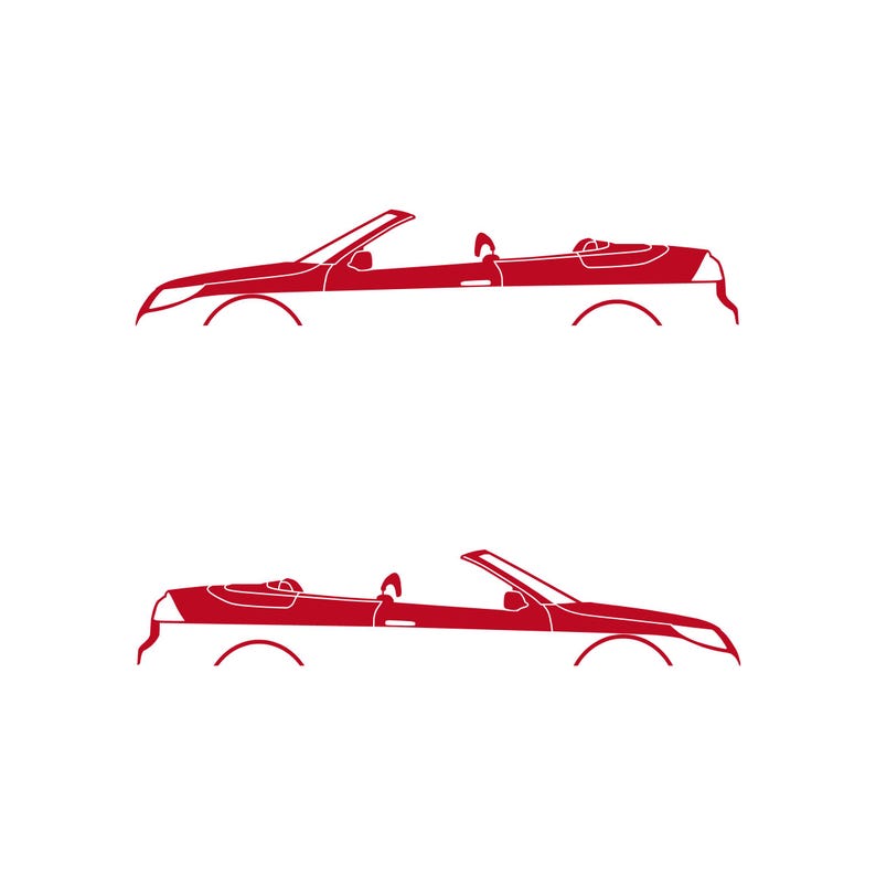 Set Of 2 Car Silhouette Decal Stickers For Saab 9-3 Facelift 2nd Gen Convertible Red
