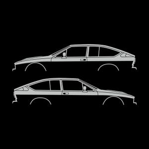 Set van 2 autosilhouet-stickers voor de Alfa Romeo GTV6 Coupé Light Grey