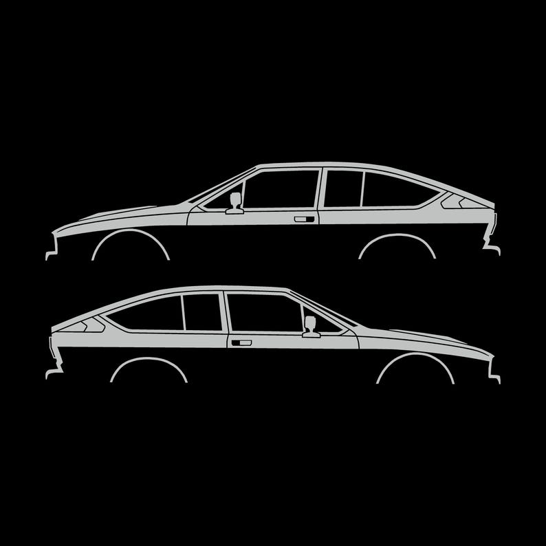 Set van 2 autosilhouet-stickers voor de Alfa Romeo GTV6 Coupé Light Grey