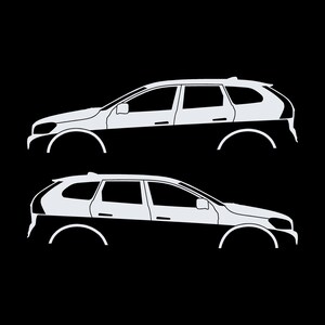 Juego de 2 pegatinas con silueta de coche para Volvo XC60 de primera generación (2009-2017) Blanco