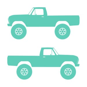 Set Of 2 Car Silhouette Decal Stickers For Ford F100 6th Gen Long Bed Mint