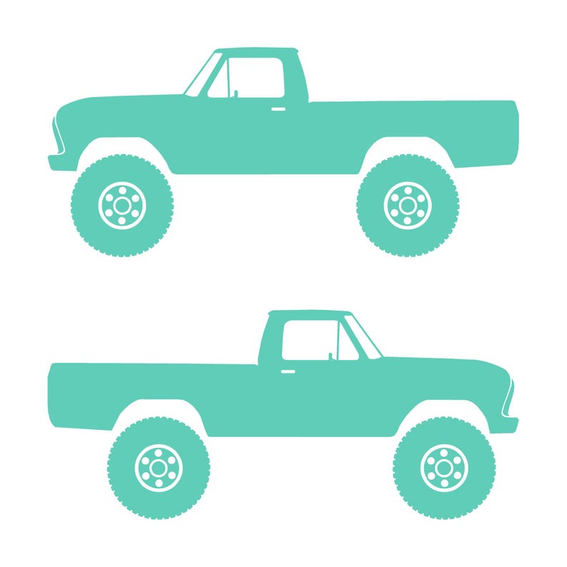 Set Of 2 Car Silhouette Decal Stickers For Ford F100 6th Gen Long Bed Mint