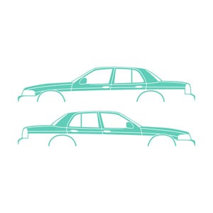 Set mit 2 Auto-Silhouette-Aufklebern für Ford Crown Victoria 2. Generation 1998-2012 Mint