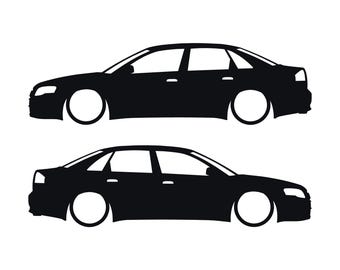 Set Of 2 Car Silhouette Decal Stickers For Audi A4 S4 B7 Sedan