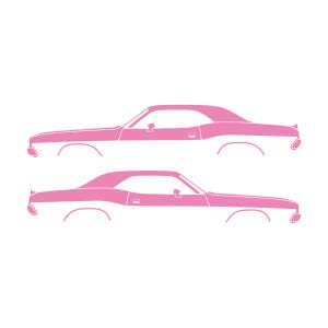 Set Of 2 Car Silhouette Decal Stickers For Dodge Challenger Classic Hardtop 1st Gen 1970-74 Coupe Soft Pink