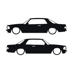 Set van 2 verlaagde auto silhouet stickers voor Mercedes C123 Coupé Zwart