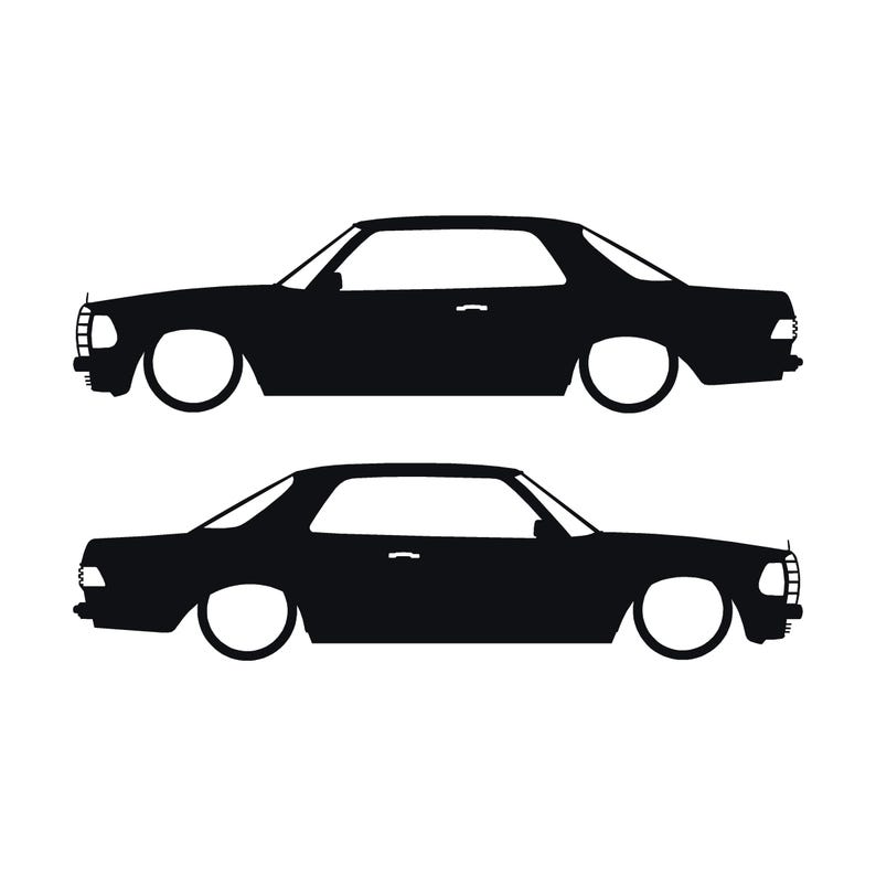 Set van 2 verlaagde auto silhouet stickers voor Mercedes C123 Coupé Zwart