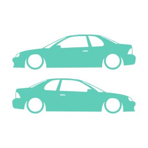 Set Of 2 Lowered Car Silhouette Decal Stickers For Dodge Neon 1st Gen 1994-99 Coupe Mint
