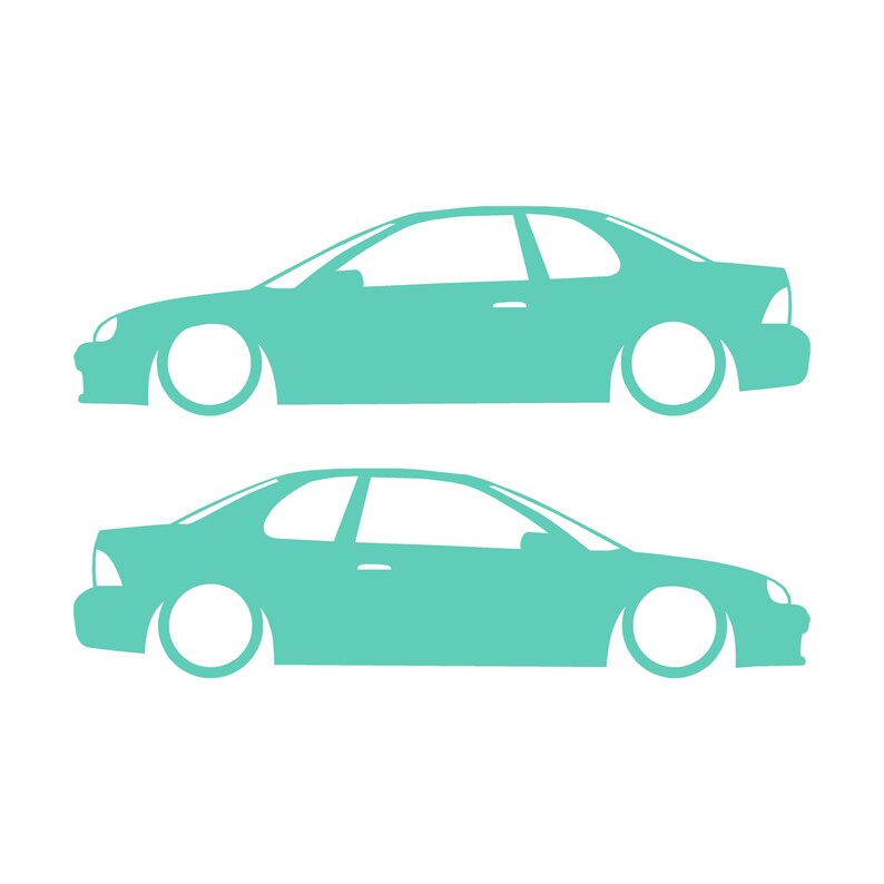 Set Of 2 Lowered Car Silhouette Decal Stickers For Dodge Neon 1st Gen 1994-99 Coupe Mint
