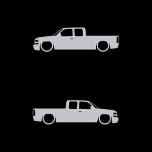 Set Of 2 Lowered Truck Silhouette Decal Stickers For Chevrolet Silverado Extended Cab 1999- 2002 Pickup Silver
