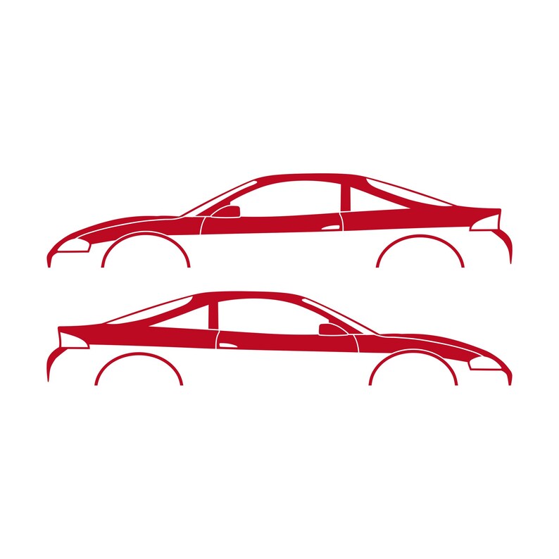 Set Of 2 Car Silhouette Decal Stickers For Mitsubishi Eclipse 2nd Gen 2Gb 1997-99 GS-T GSX Red