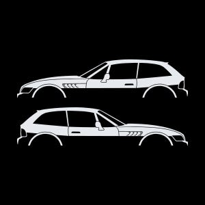 Set Of 2 Car Silhouette Decal Stickers For BMW Z3 Coupe White