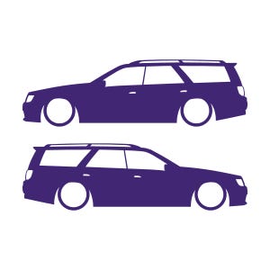 Juego de 2 pegatinas decorativas con silueta de coche rebajado para Nissan Stagea 1996-98 WC34 Zenki Wagon Morado