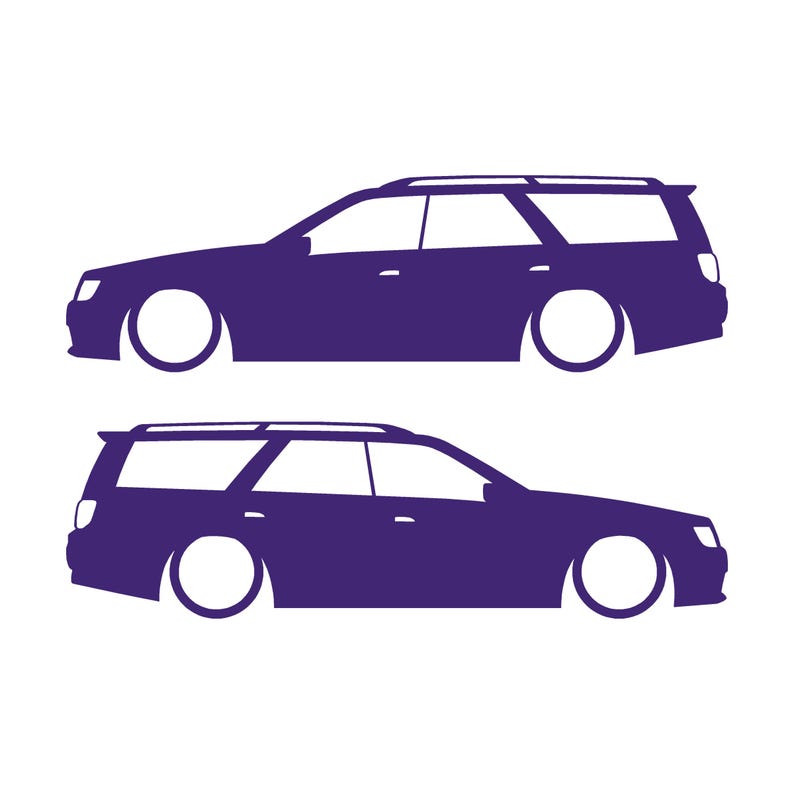 Juego de 2 pegatinas decorativas con silueta de coche rebajado para Nissan Stagea 1996-98 WC34 Zenki Wagon Morado