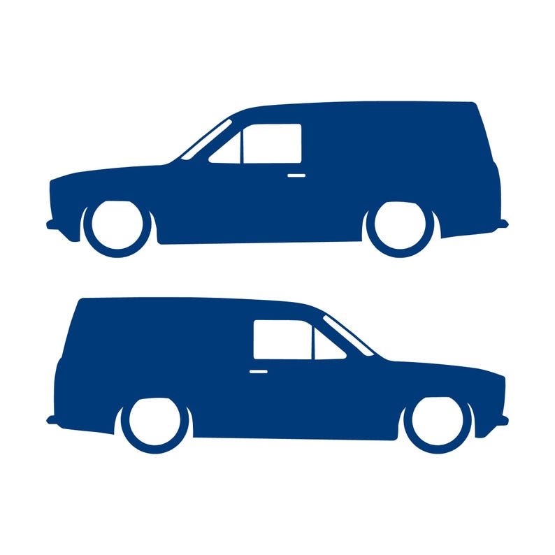 Set Of 2 Lowered Van Silhouette Decal Stickers For Ford Escort Mk1 Blue