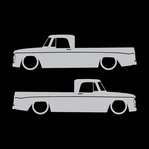 Set Of 2 Car Silhouette Decal Stickers For 1961-65 Dodge D100 Sweptline Long Bed 1st Gen Silver