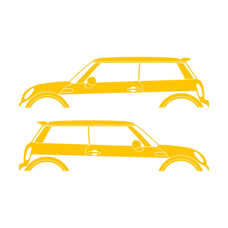 Set Of 2 Car Silhouette Decal Stickers For Mini Cooper S R56 - Mk2 - 2nd Gen Yellow