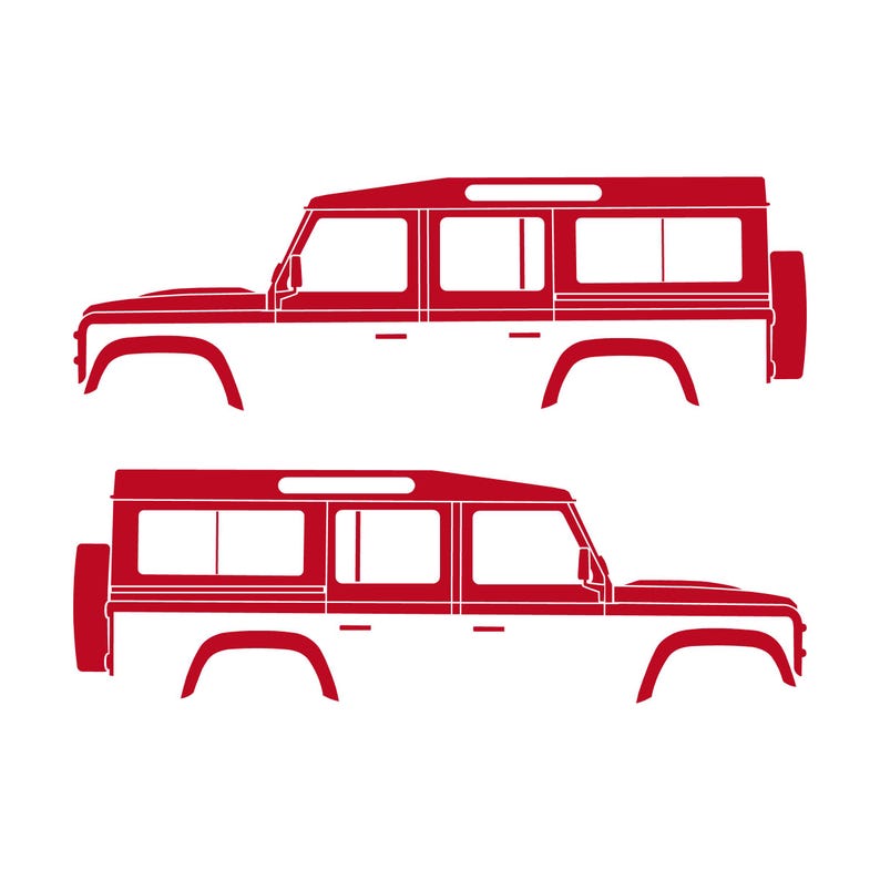 Juego de 2 pegatinas con silueta de coche para Land Rover Defender 110 Classic Wagon Rojo