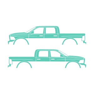 Set med 2 silhuettdekaler för Dodge Ram Crew Cab 4:e generationen 2010-18 Mint
