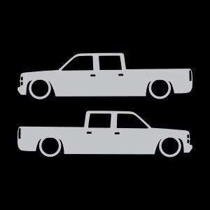 Set mit 2 Aufklebern für tiefergelegte Fahrzeuge für Chevrolet Silverado C1500 Crew Cab 1987-98 Silber