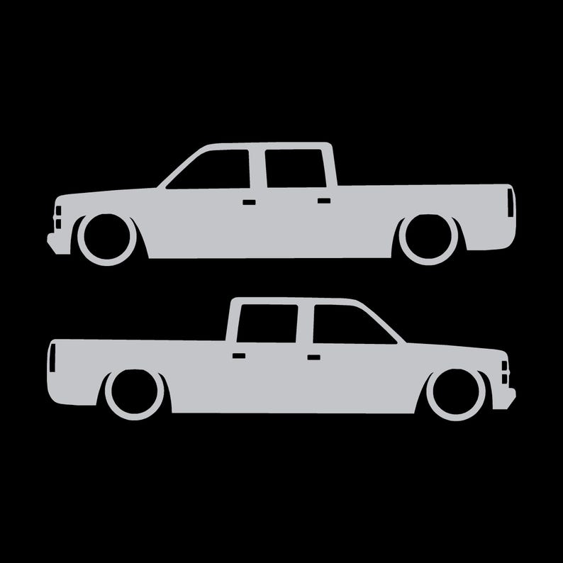 Set mit 2 Aufklebern für tiefergelegte Fahrzeuge für Chevrolet Silverado C1500 Crew Cab 1987-98 Silber