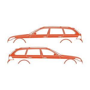 Set Of 2 Car Silhouette Decal Stickers For BMW E61 5-series Touring Orange