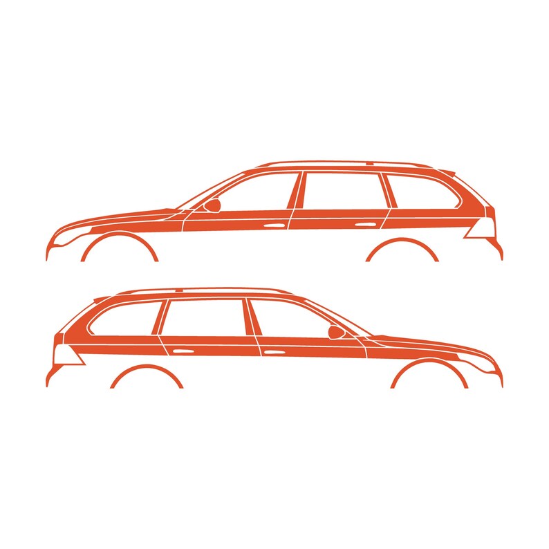 Set Of 2 Car Silhouette Decal Stickers For BMW E61 5-series Touring Orange