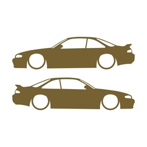 Set Of 2 Lowered Car Silhouette Decal Stickers For Nissan 240 SX S14 Silvia ZENKI Gold