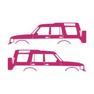 Set mit 2 Auto-Silhouette-Aufklebern für Land Rover Discovery Classic S2 Rosa