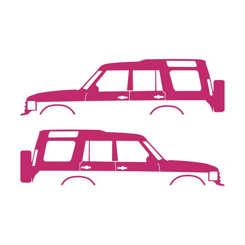 Set mit 2 Auto-Silhouette-Aufklebern für Land Rover Discovery Classic S2 Rosa