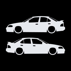 Juego de 2 pegatinas con silueta de coche para Nissan Sentra SE-R B15 Blanco