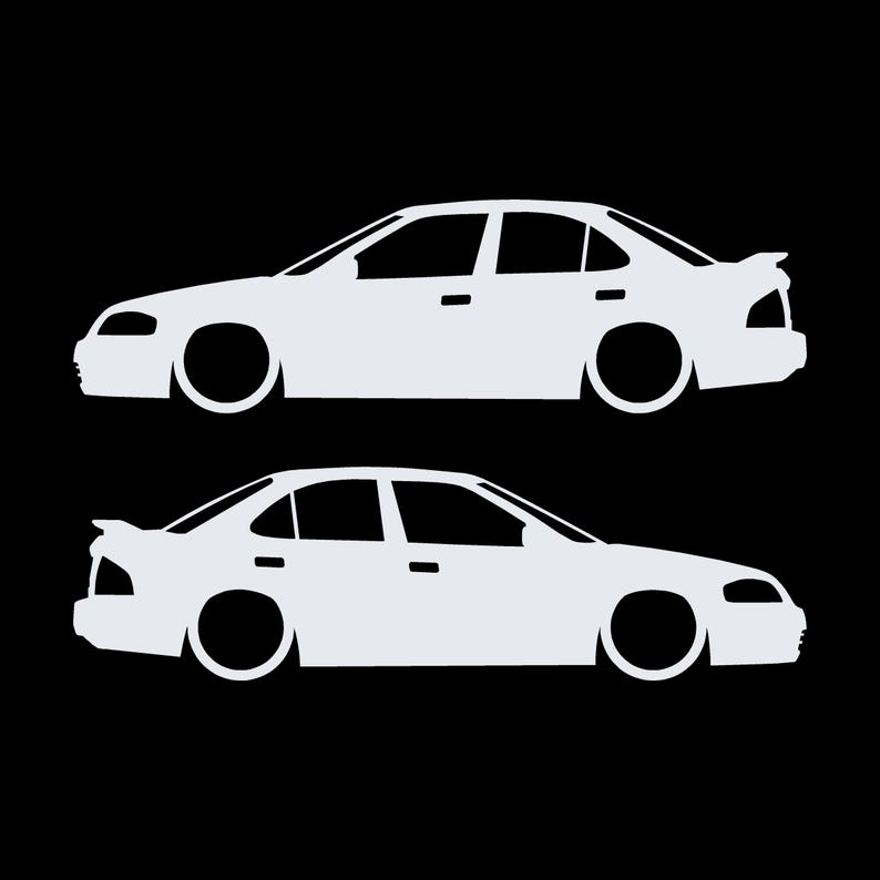 Juego de 2 pegatinas con silueta de coche para Nissan Sentra SE-R B15 Blanco