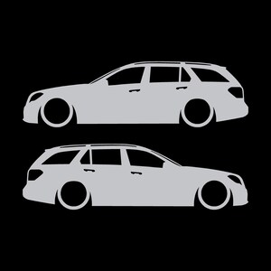 Set Of 2 Car Silhouette Decal Stickers For The Mercedes E-class S212 W212 Wagon Silver